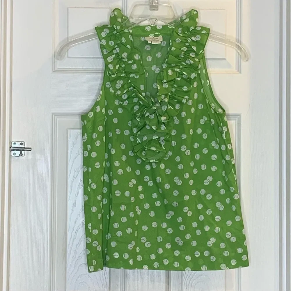 Kate Spade Lucille Tennis Anyone Printed Top Size 2
